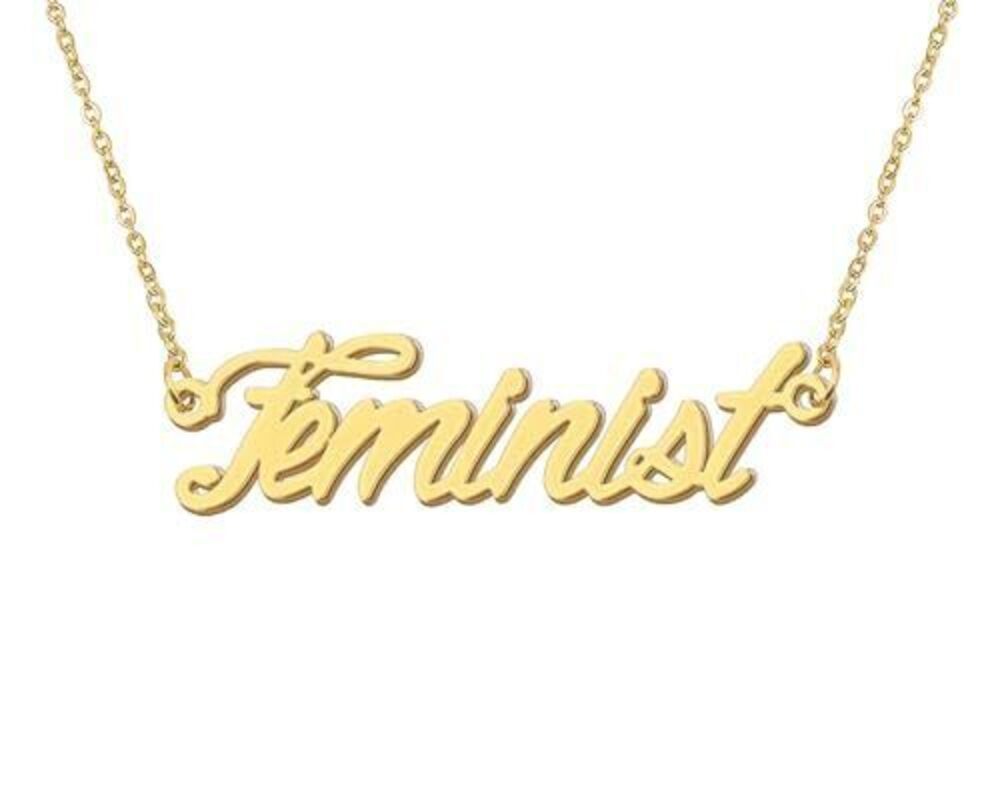 5807 18k Gold Plated Feminist Name Charm Necklace Message Word Stainless